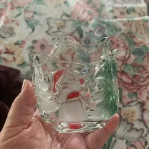 Christmas Holiday Candle Holder with an design all over